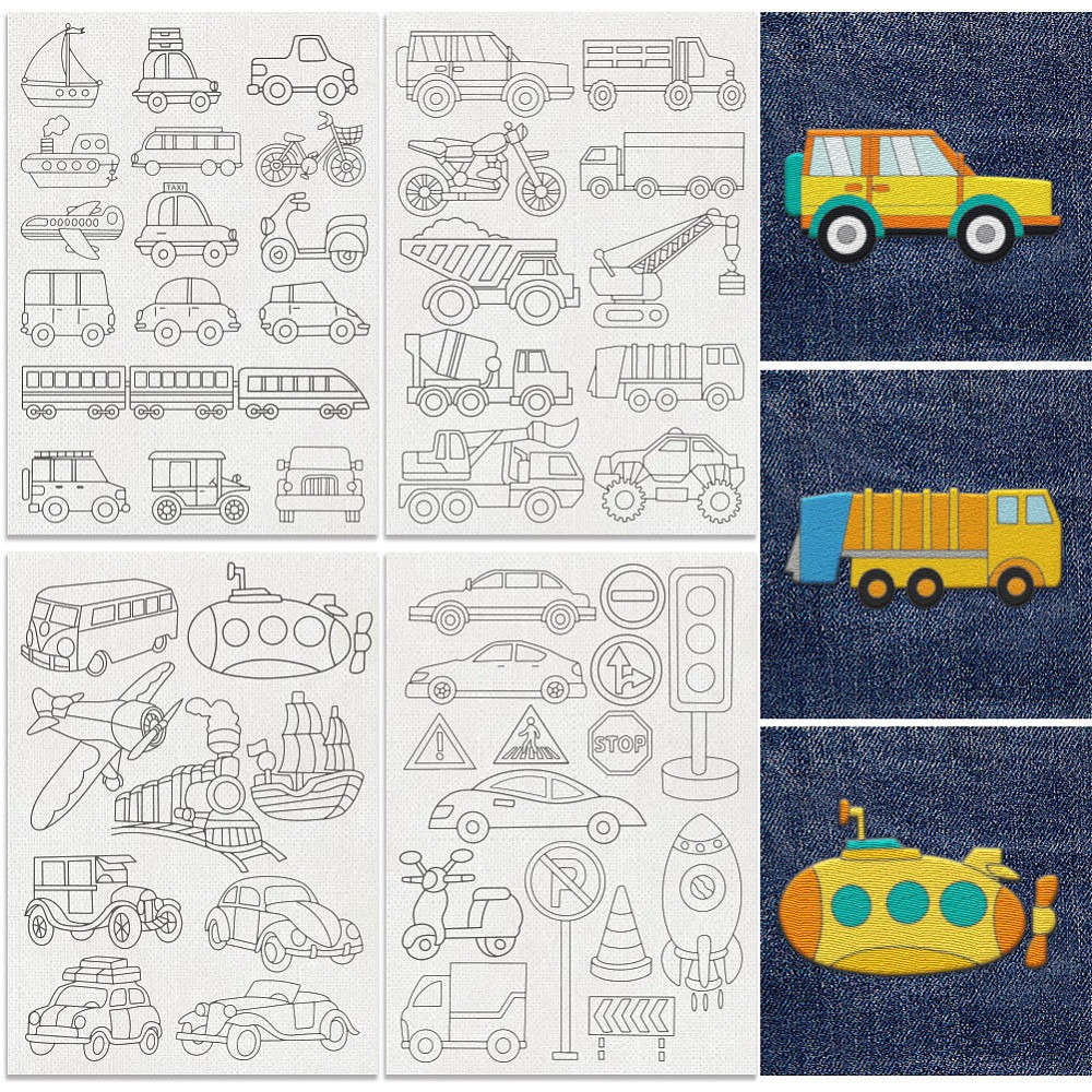 Embroidery Cloth - 50개입 운송 차량 자수 패턴 안정제