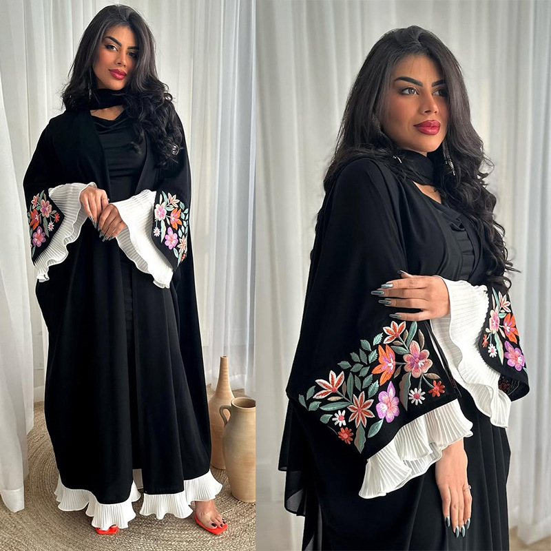 Embroidery Kaftan - 두바이 아바야 블랙 드레스 카프탄 자수