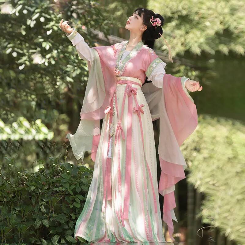 Embroidery Abaya - 중국어 Hanfu 드레스 여성 핑크 수