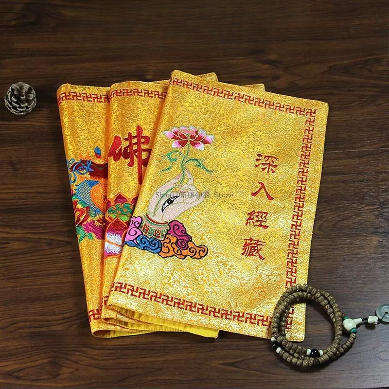 Embroidery Cloth - 42CM 더블 자수 새틴 원단 연꽃