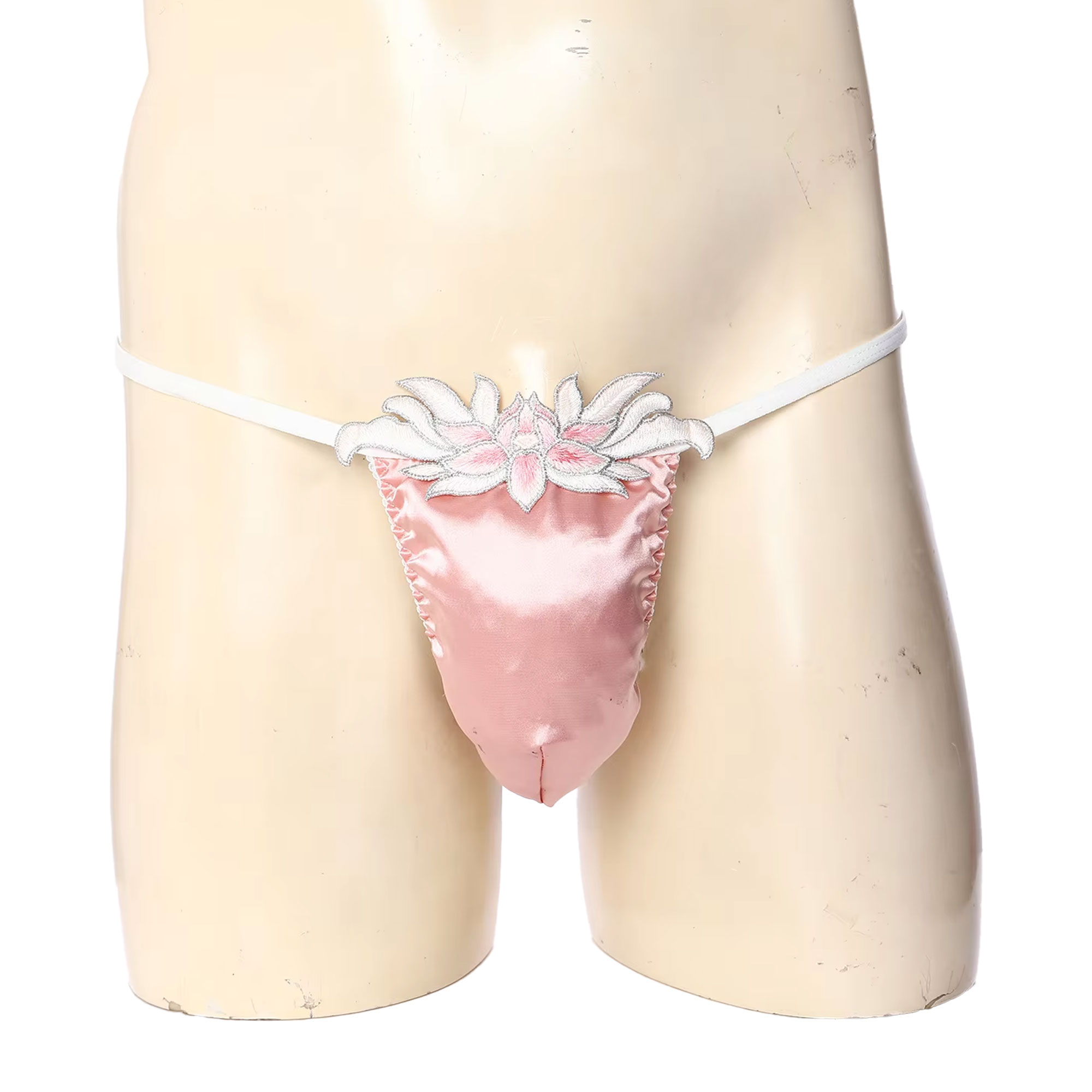 Embroidery Underwear - 시시 티백 끈 팬티 남성용 로우라이즈
