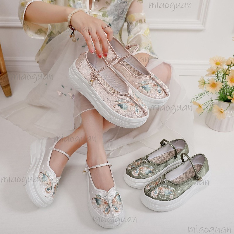 Embroidery Style - 여성용 중국 스타일 자수 플랫폼 메리
