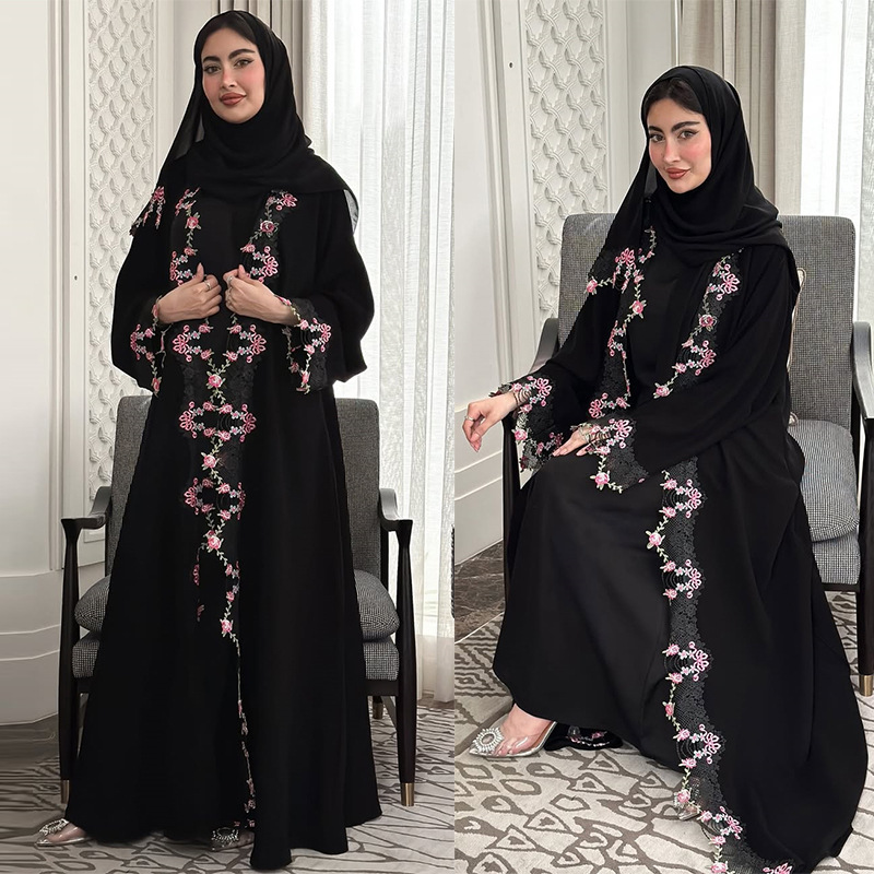 Embroidery Kaftan - 아바야 여성 이드 드레스 잘라비야 가디건