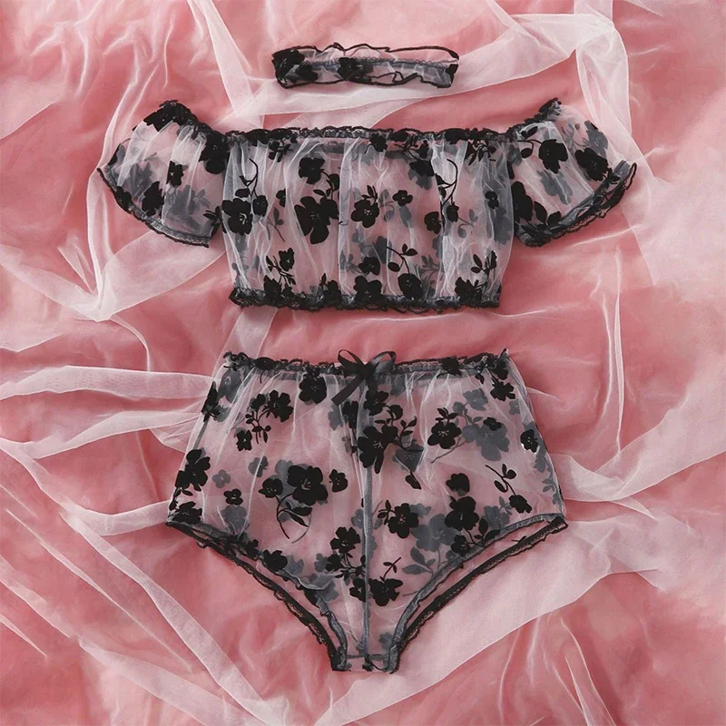 Embroidery Underwear - 새로운 섹시한 여성 속옷 꽃 자수