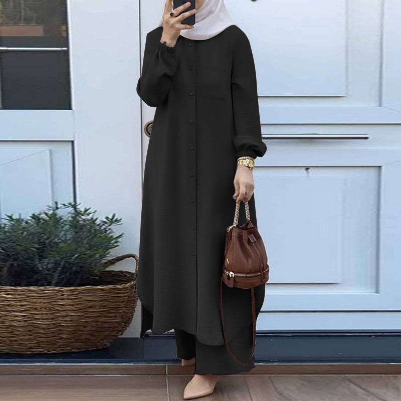 드레스 솔리드 컬러 두바이 터키 이슬람 abaya 이슬 - Embroidery Kaftan 리뷰 및 가격