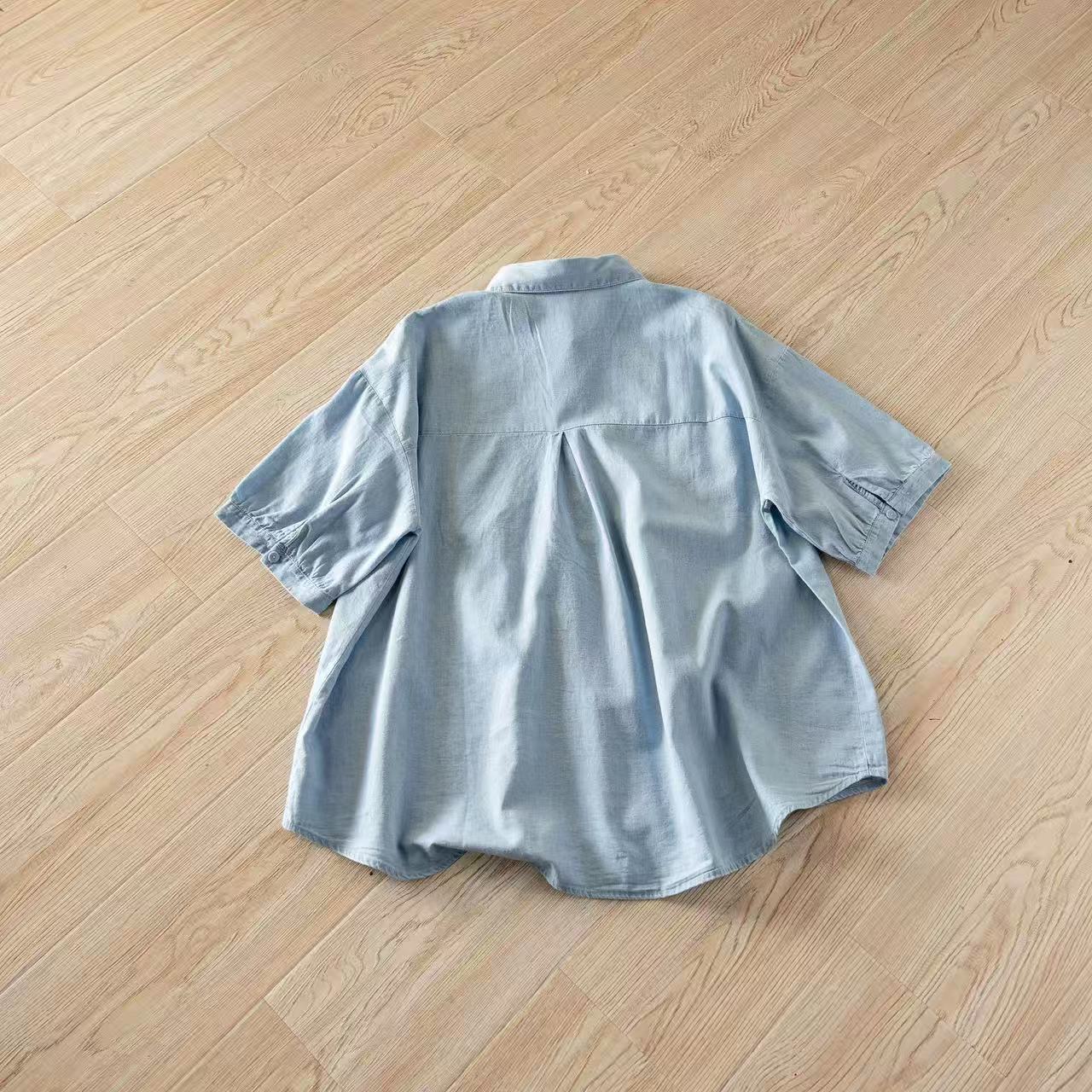2026 코튼 빈티지 플로럴 자수 데님 반팔 셔츠 루즈 - Embroidery On Shirt 리뷰 및 가격