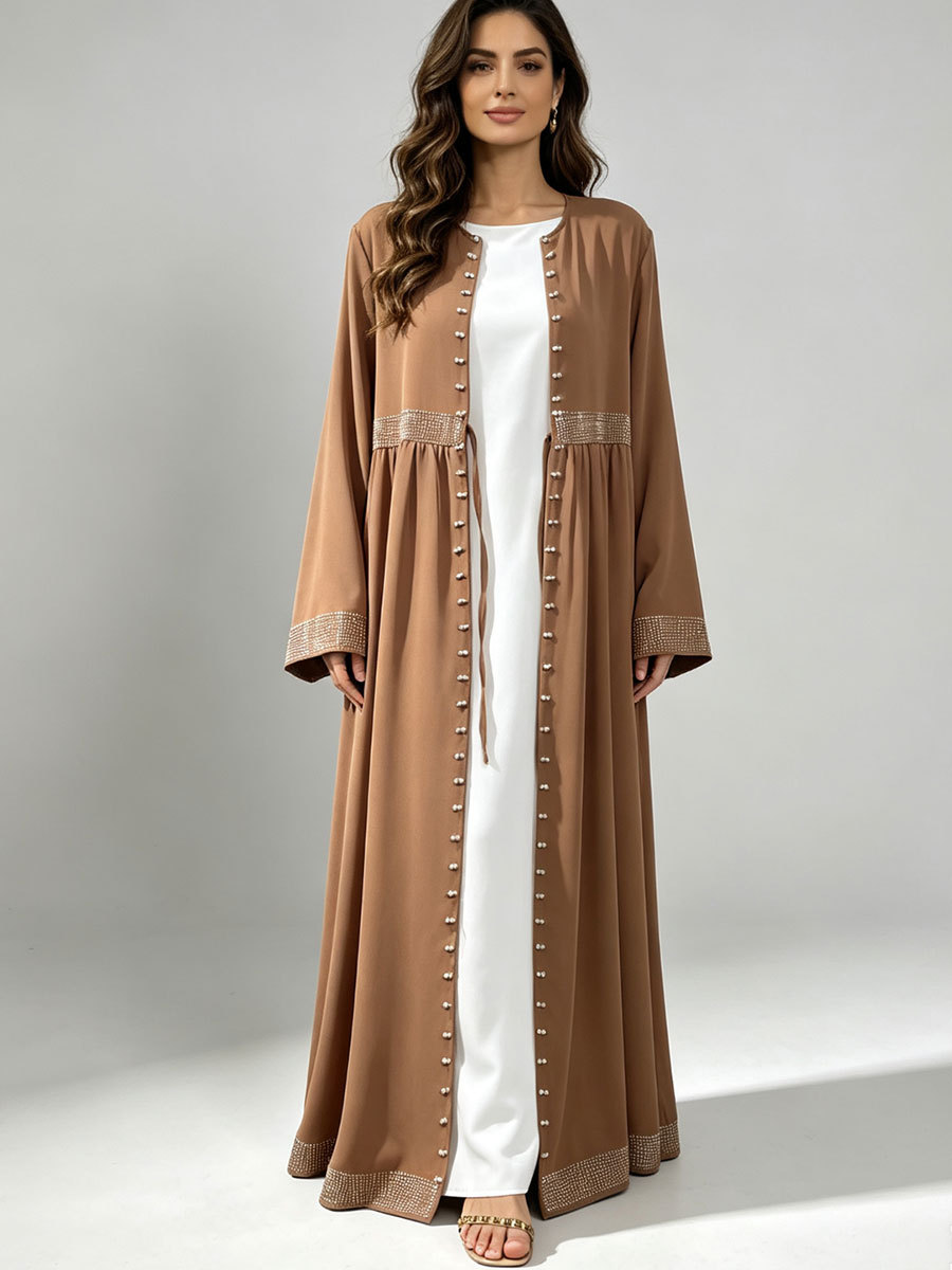 두바이 오픈 프론트 아바야 여성 비즈 장식 긴팔 가디건 - Embroidery Kaftan 리뷰 및 가격