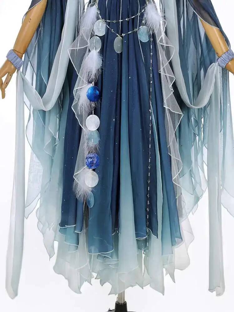 이국적인 블루 드레스, 화려한 자수, 한문 요소, 요정 - Embroidery Style 리뷰 및 가격