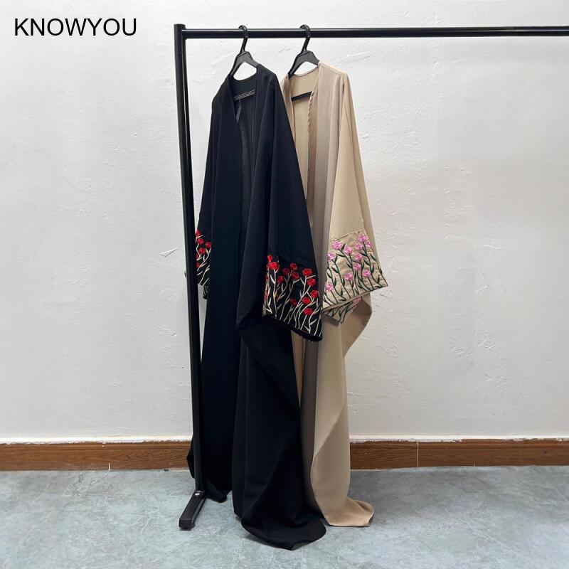 델라바 자수 오픈 드레스 여성 아바야 무슬림 기모노 드 - Embroidery Kaftan 리뷰 및 가격