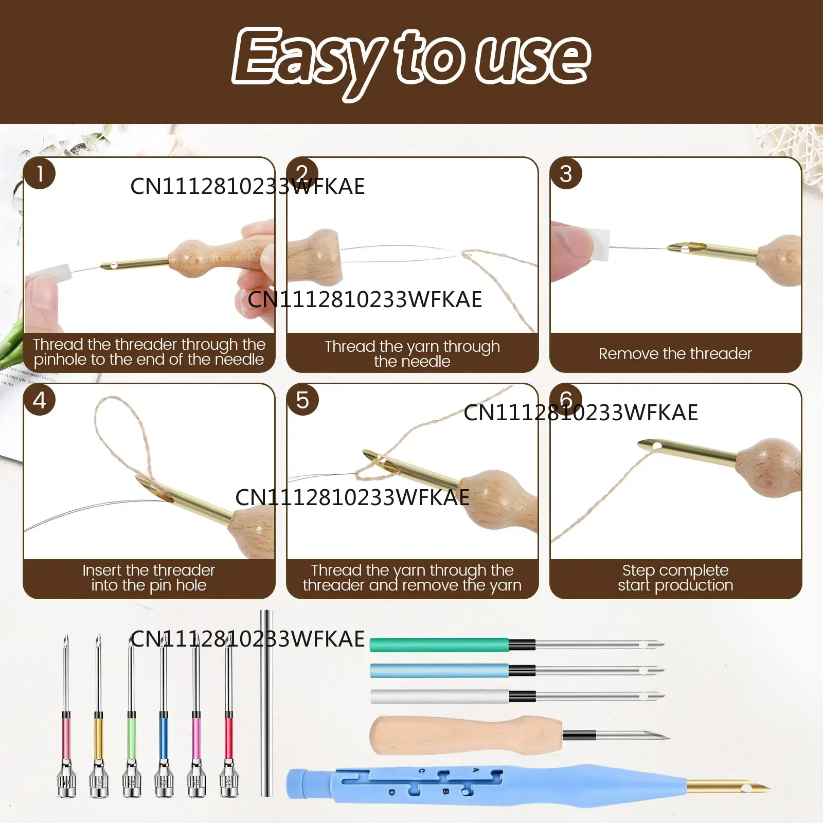 17개로 구성된 펀치 니들 자수 키트, 나무 재질의 실 - Embroidery Needle Pen 리뷰 및 가격