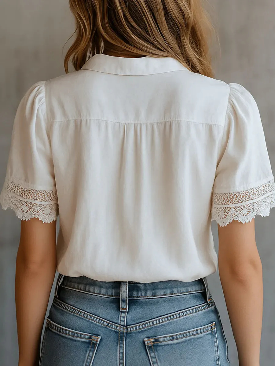 우아한 여성 셔츠 캐주얼 솔리드 컬러 라펠 버튼 자수  - Embroidery On Shirt 리뷰 및 가격