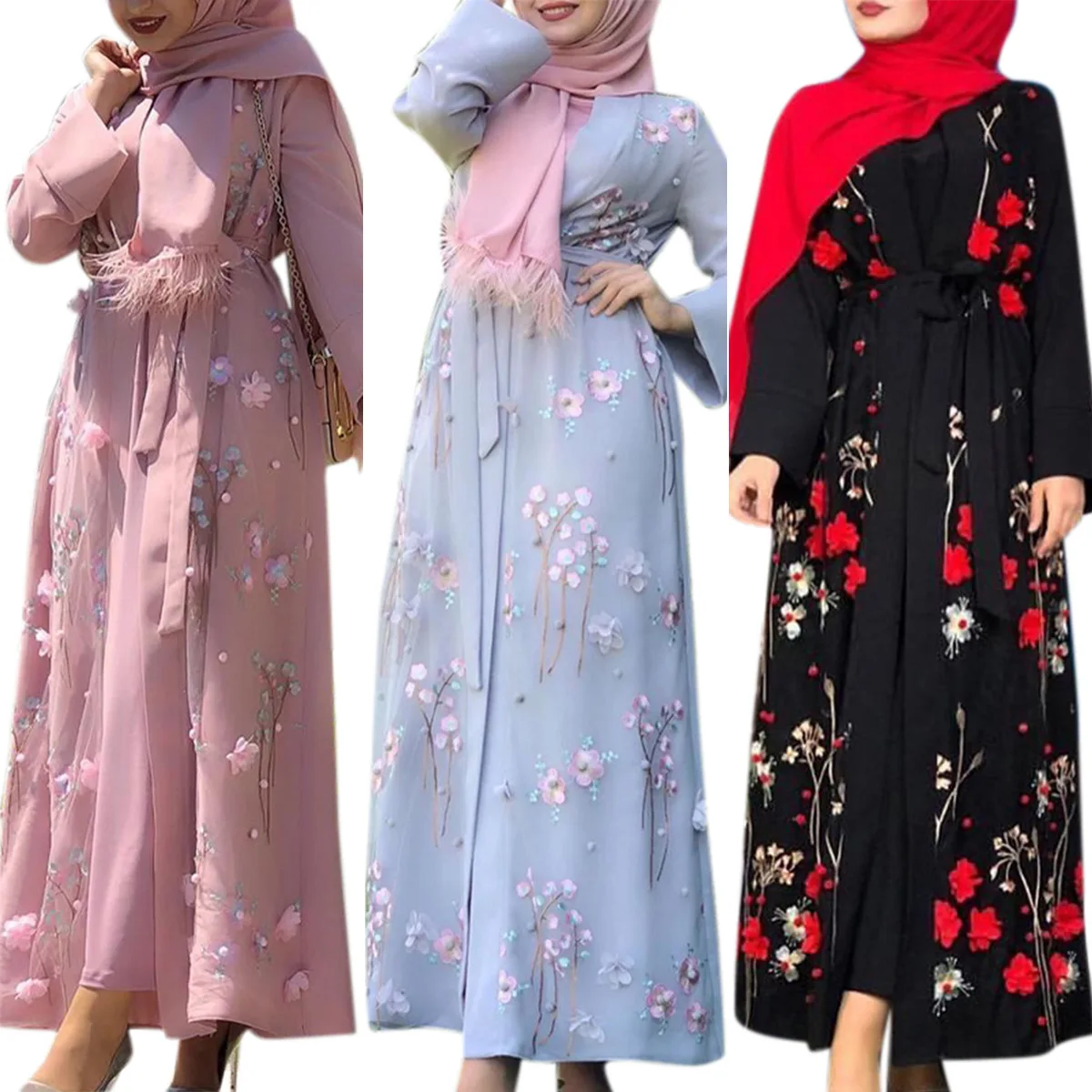 Eid 무슬림 오픈 아바야 여성용 파티 가디건 로브 드 - Embroidery Kaftan 리뷰 및 가격