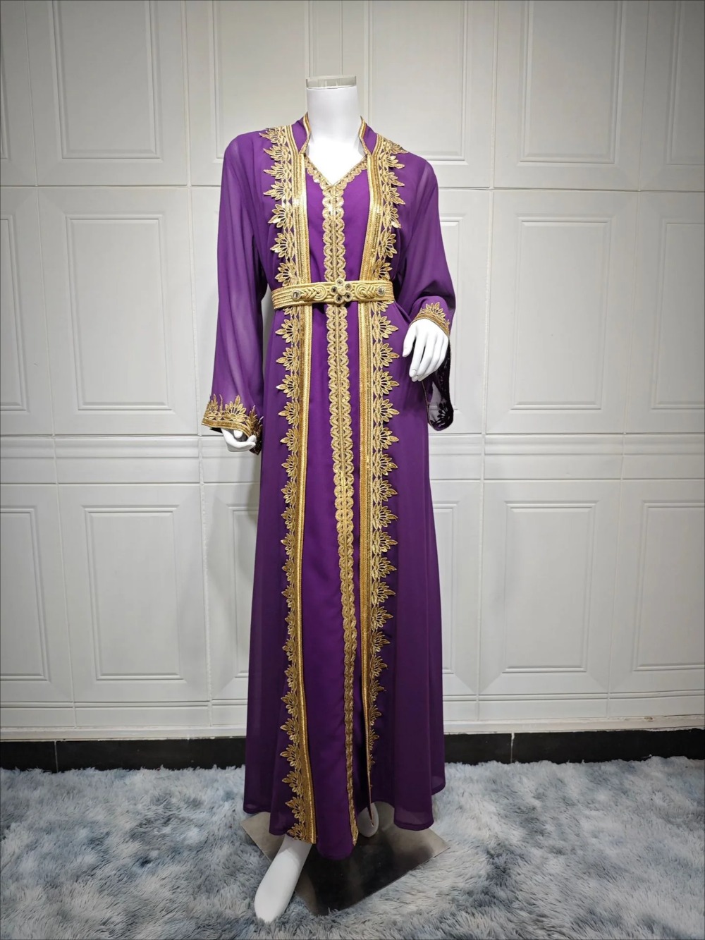 Eid 이슬람 여성 파티 드레스 Jalabiya 2 조 - Embroidery Kaftan 리뷰 및 가격