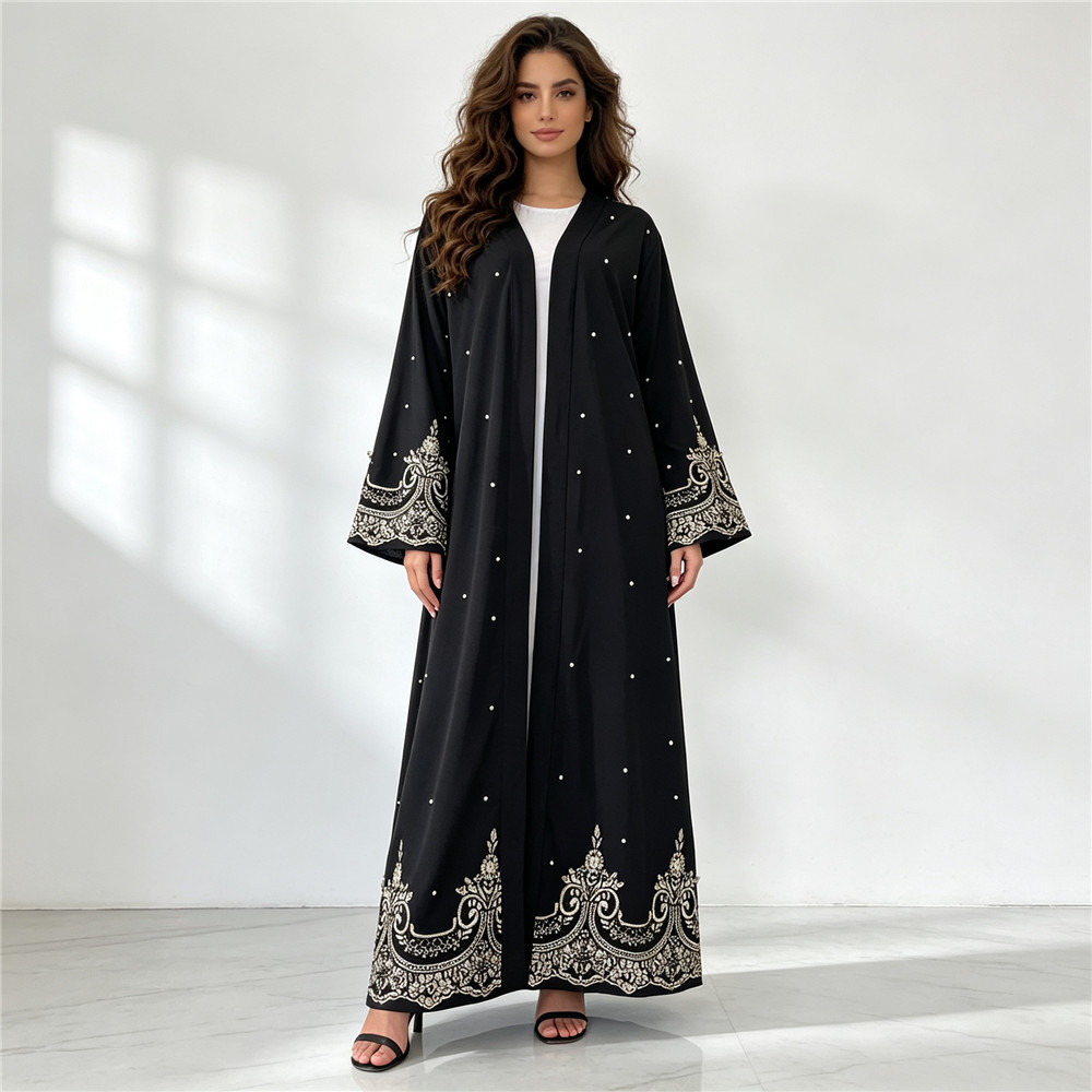 두바이 자수 비즈 장식 오픈 아바야 가디건 여성 무슬림 - Embroidery Kaftan 리뷰 및 가격