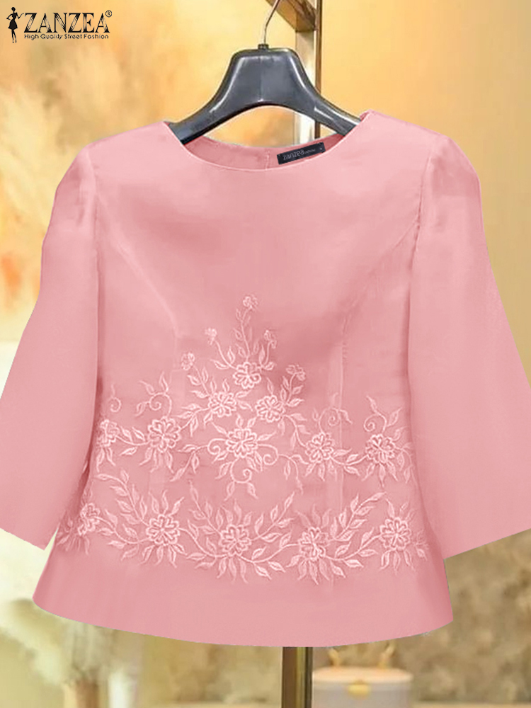 빈티지 수 놓은 탑 여성 블라우스 3 분기 튜닉 ZAN - Embroidery On Shirt 리뷰 및 가격