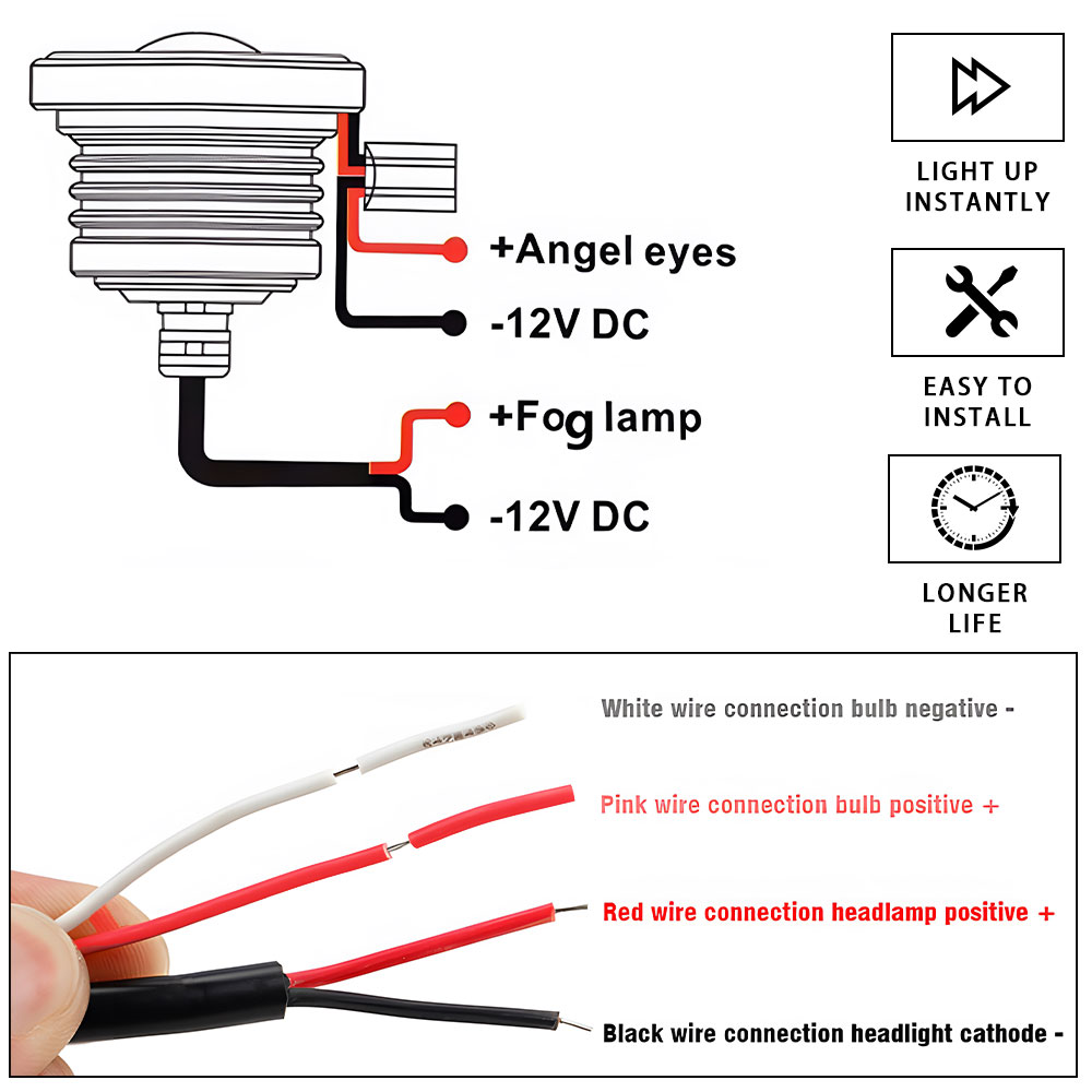 12V 천사 눈 자동차 LED 안개등 2.5 