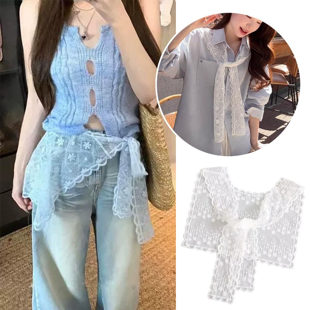 여성을위한 프랑스 레이스 숄 스카프 우아한 속이 빈 꽃 - Embroidery On Shirt 리뷰 및 가격