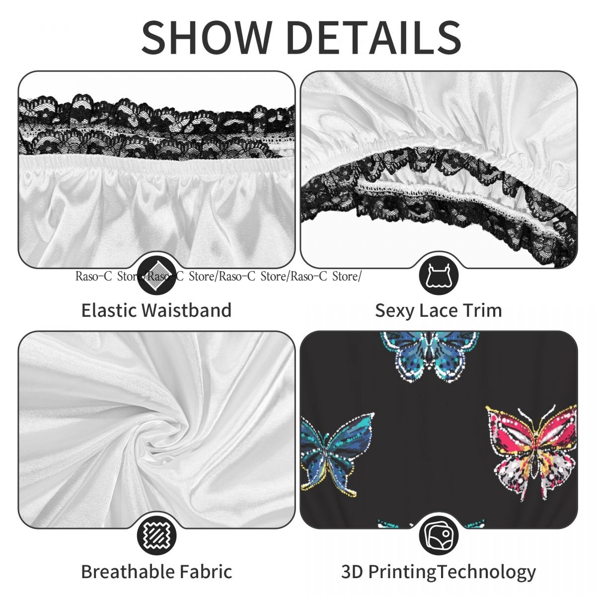 재미있는 할머니 속옷 자수와 라인스톤 열대 나비 장난  - Embroidery Underwear 리뷰 및 가격