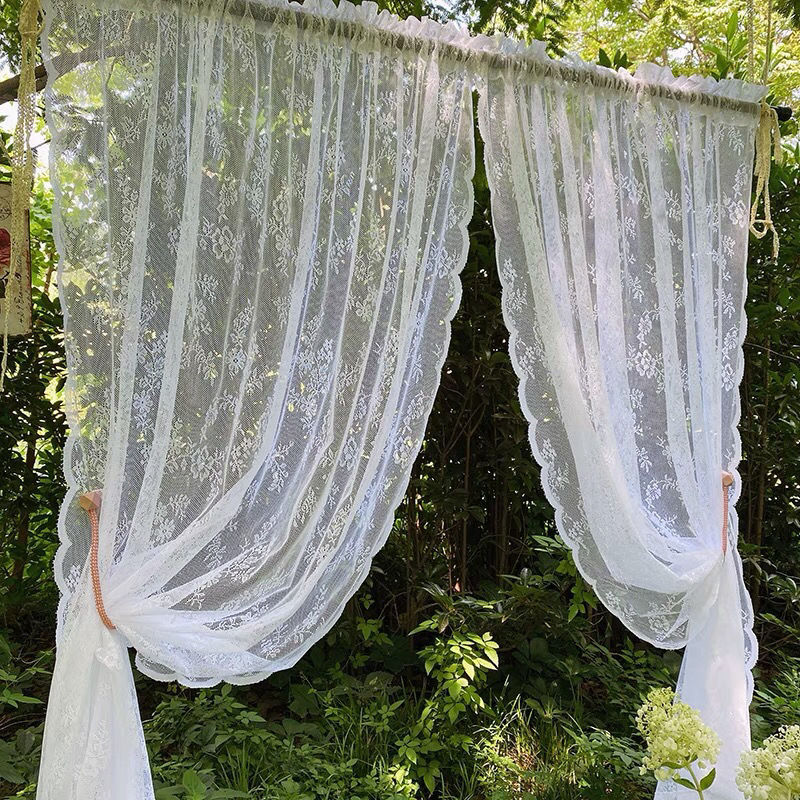 1pc 빈티지 꽃 자수 레이스 쉬어 클리어 커튼 화이트 - Embroidery Style 리뷰 및 가격