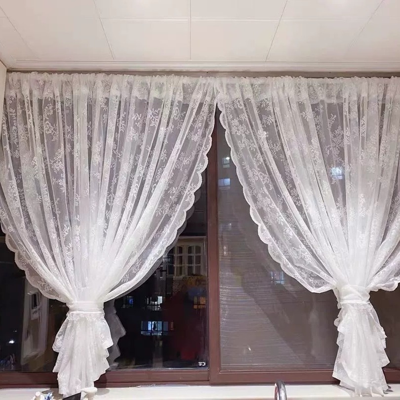 1pc 빈티지 꽃 자수 레이스 쉬어 클리어 커튼 화이트 - Embroidery Style 리뷰 및 가격