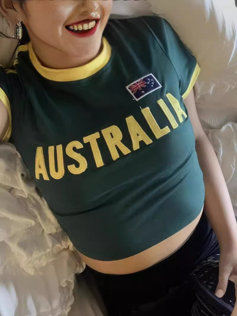 Y2k 미적인 여성 호주 자수 티셔츠, 고딕 크롭 탑, - Embroidery In Australia 리뷰 및 가격