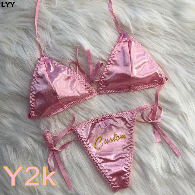맞춤 이름 끈 팬티 삼각 브라 세트 2종/세트 섹시한  - Embroidery Underwear 리뷰 및 가격