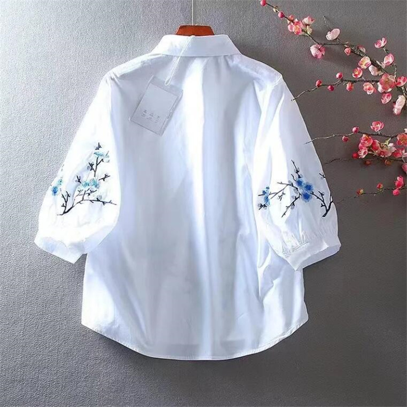 여성용 화이트 자수 셔츠, 여성용 블라우스, 순면 상의 - Embroidery On Shirt 리뷰 및 가격