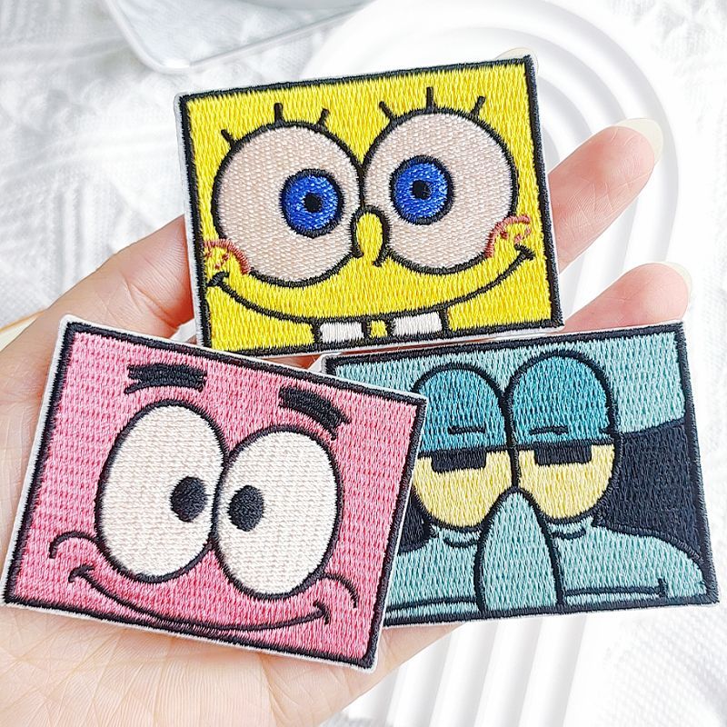3개 세트, 인기 있는 스폰지밥 만화 캐릭터 자수 패치 - Embroidery Cloth 리뷰 및 가격