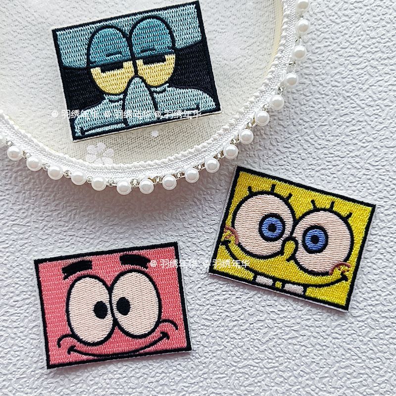 3개 세트, 인기 있는 스폰지밥 만화 캐릭터 자수 패치 - Embroidery Cloth 리뷰 및 가격