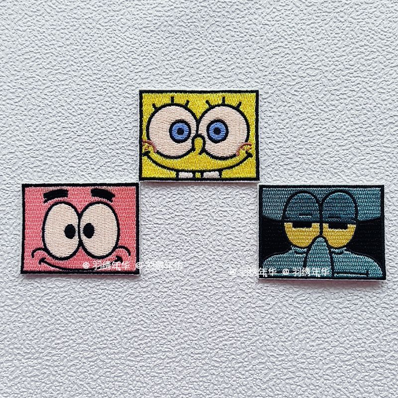 3개 세트, 인기 있는 스폰지밥 만화 캐릭터 자수 패치 - Embroidery Cloth 리뷰 및 가격
